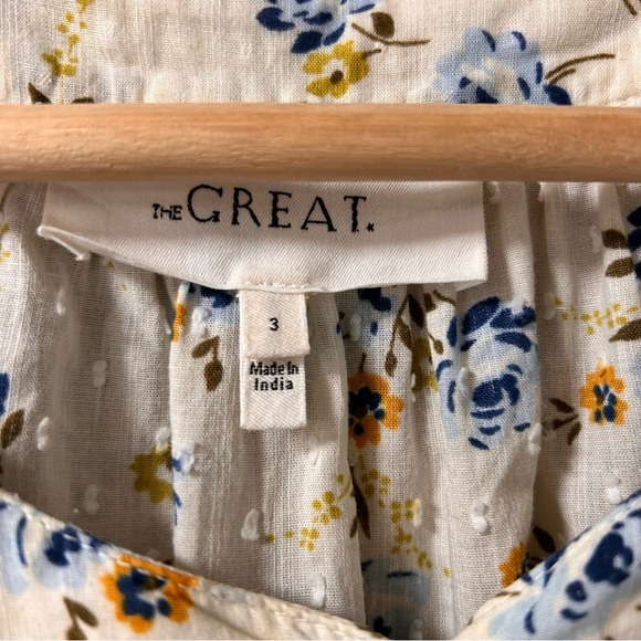 THE GREAT. The Carriage pintucked Floral Cotton-voile Puff Sleeve Blouse - Picture 3 of 11